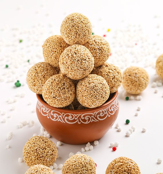 Rajgira laddoo made with puffed amaranth