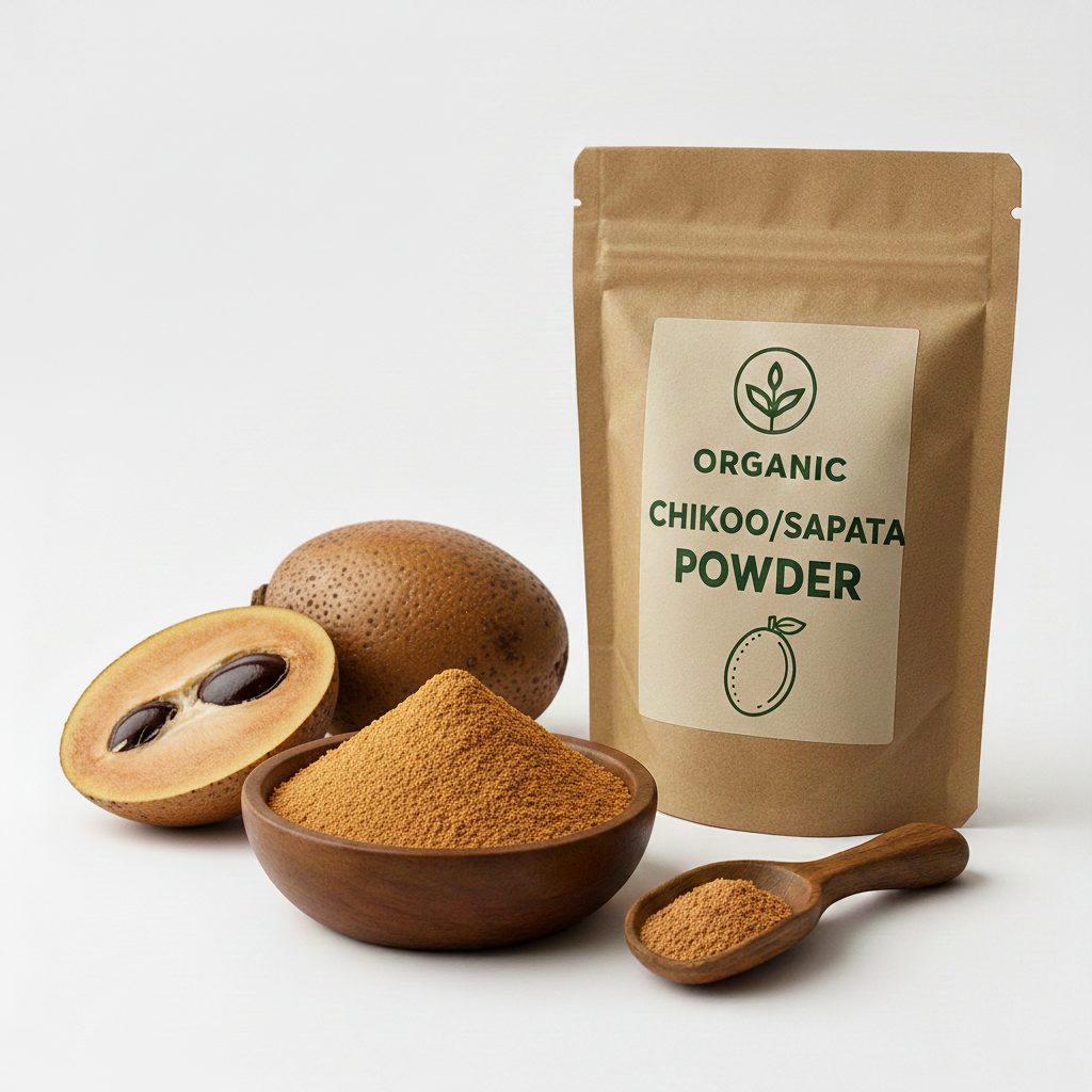 Sapodilla powder with fresh sapodilla fruit
